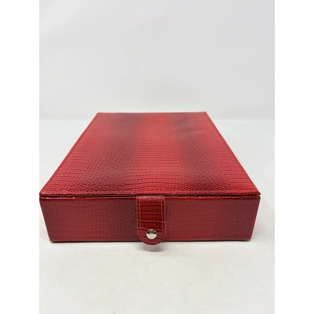 Shop LC Red Snake Skin Embossed Faux Leather‎ Ring Jewelry Box with Snap Closure